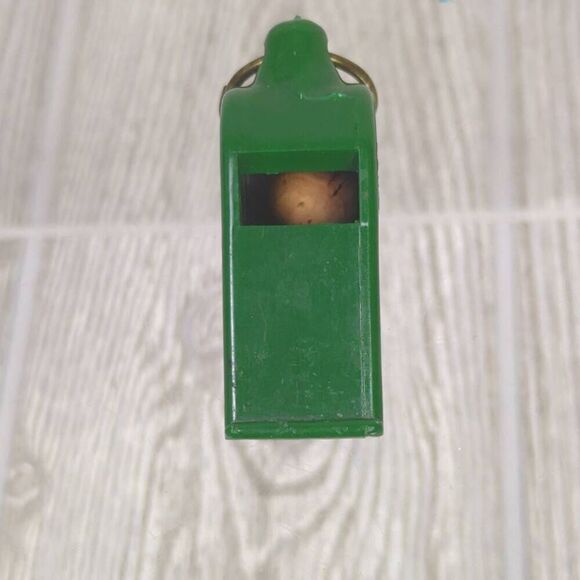 Vintage Girl Scouts of America Plastic Whistle Green with Cork Ball Inside - Picture 4 of 10